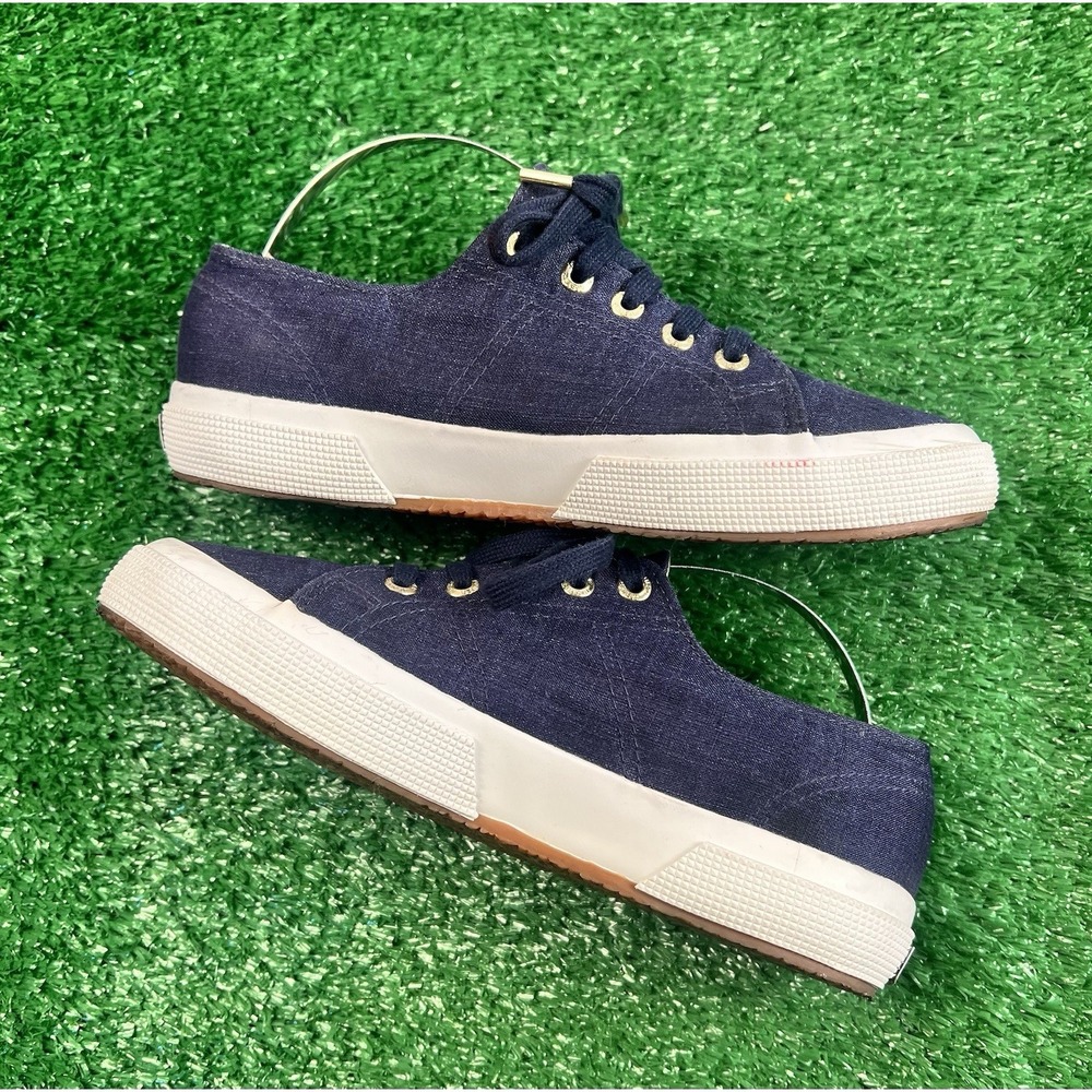Superga X Jennifer Mayer Collab Navy Denim Sneakers 37.5 US 7 EUC Shoes - Picture 4 of 8